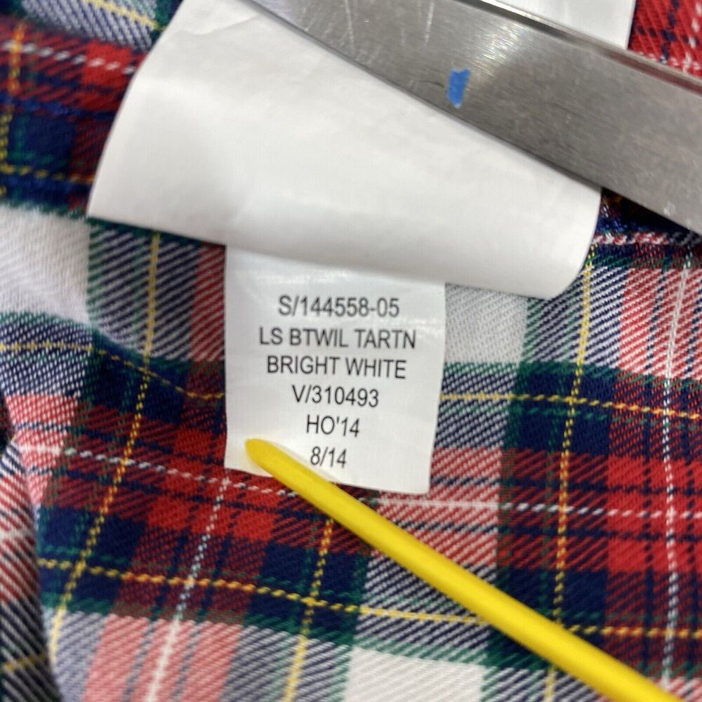 Old Navy Button Down Shirt Men XXL Red White Navy Blue Excellent Slim Fit Plaid - Picture 13 of 13
